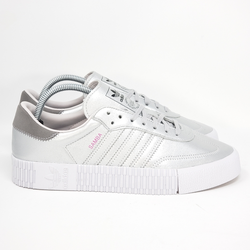 Adidas Womens Sabarose Metallic Silver Size 10
